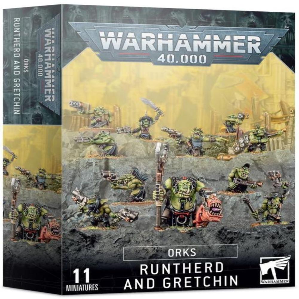Warhammer 40,000 Orks Runtherd and Gretchin box set packaging.