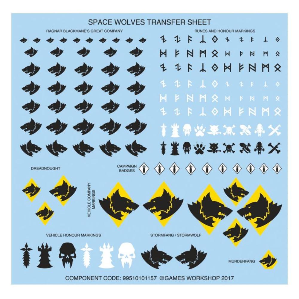 WARHAMMER 40k COMBAT PATROL SPACE WOLVES TRANSFERS