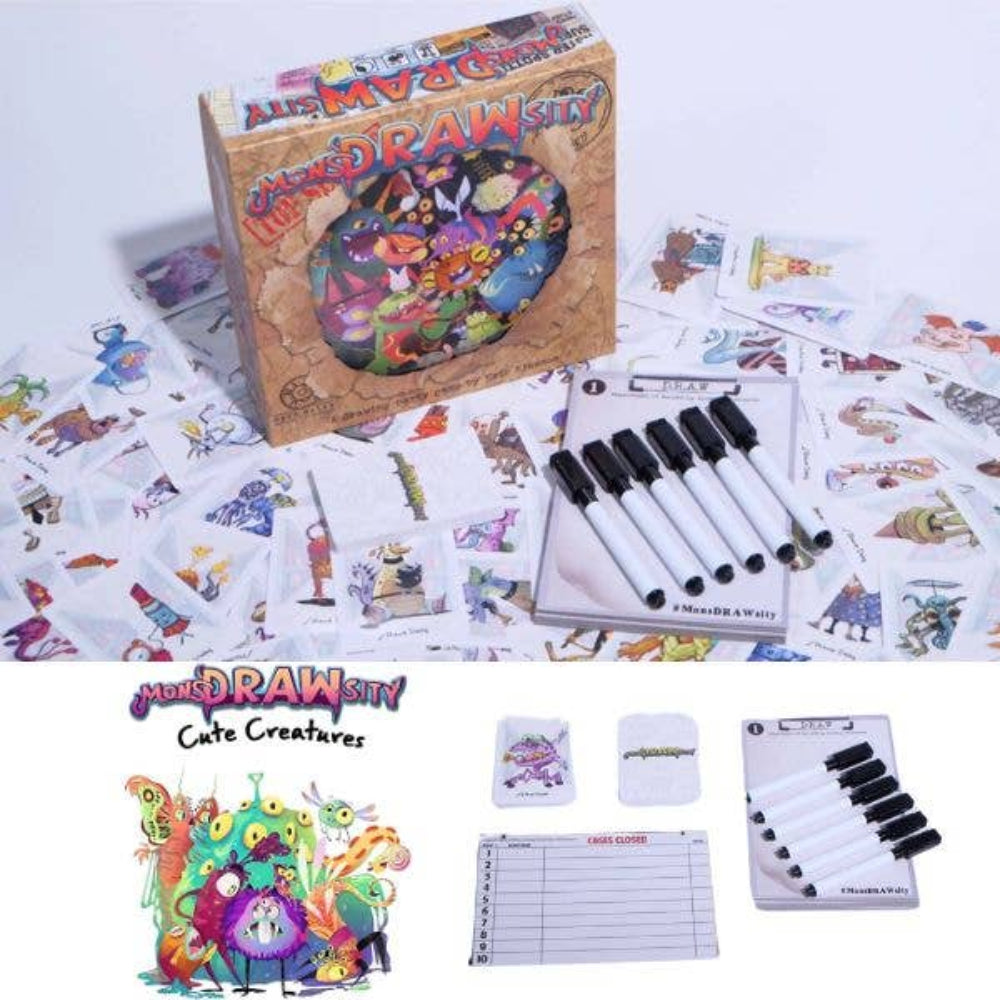 monsdrawsity party card game family fun drawing