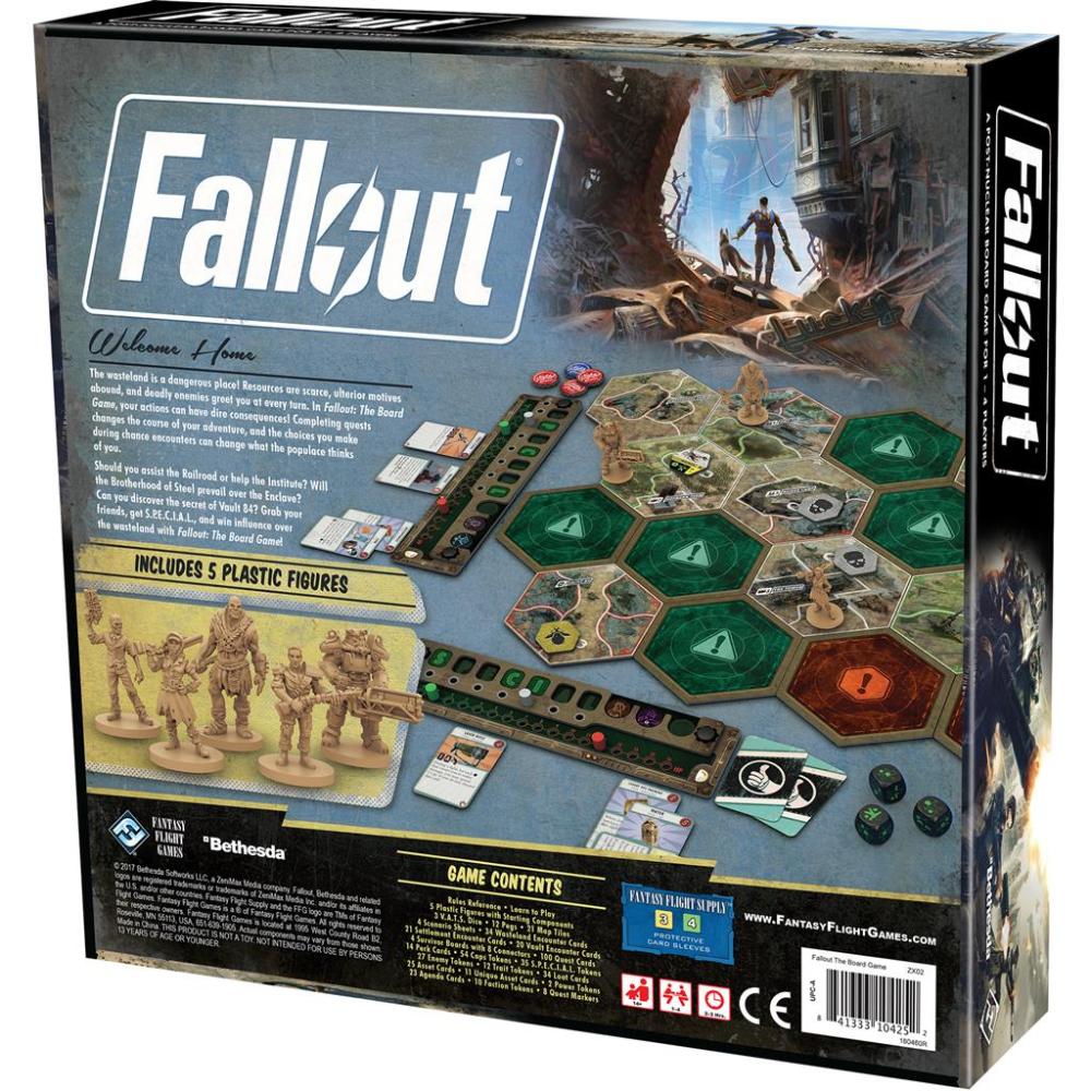 FALLOUT A POST NUCLEAR BOARD GAME FOR 1 TO 4 PLAYERS BOX BACK