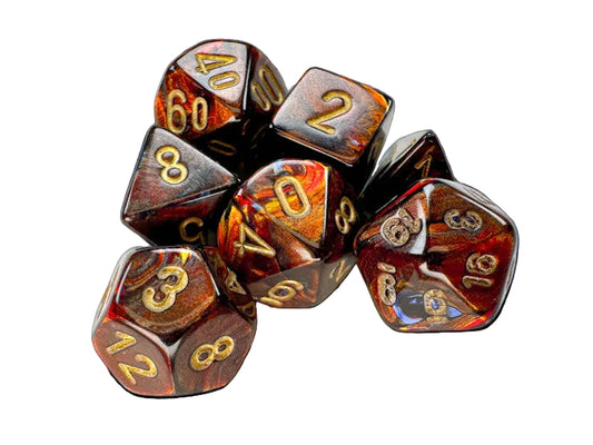 chessex blue blood gold mini seven set dice