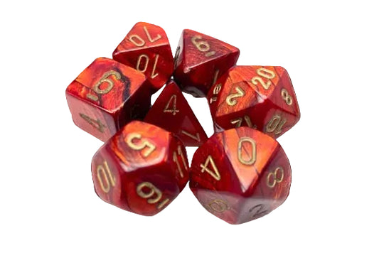chessex scarlet gold seven mega hedral dice set