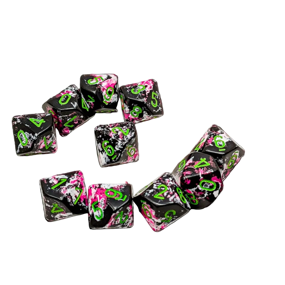 chessex paintball green pink white brushed dice black