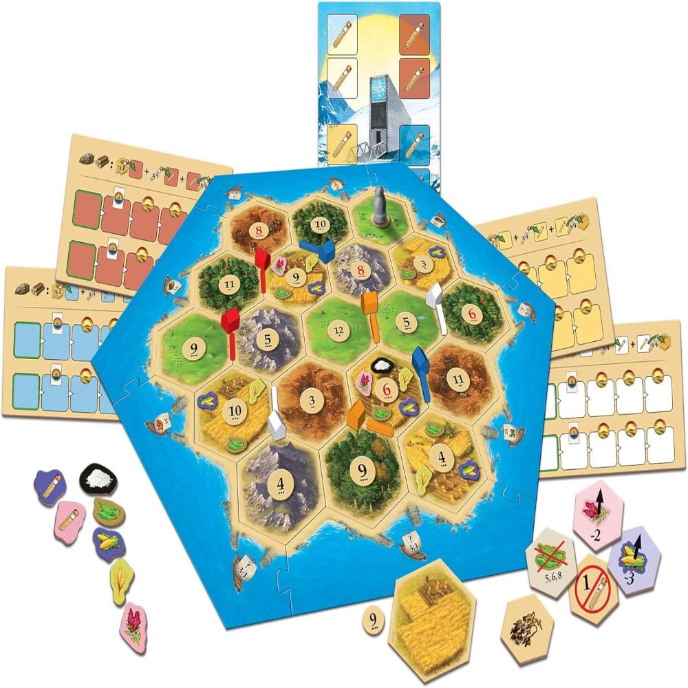 CATAN SCENARIO CROP TRUST SECURING OUR FOOD FOREVER BOARD GAME BOX CONTENTS