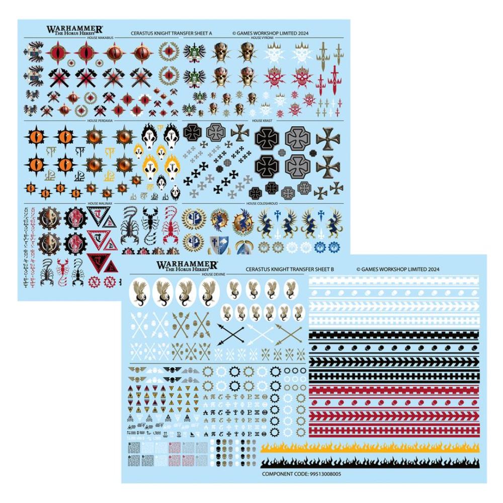 WARHAMMER THE HORUS HERESY KNIGHTS BATTLE GROUP CASTIGATOR AND ACHERON TRANSFER SHEETS