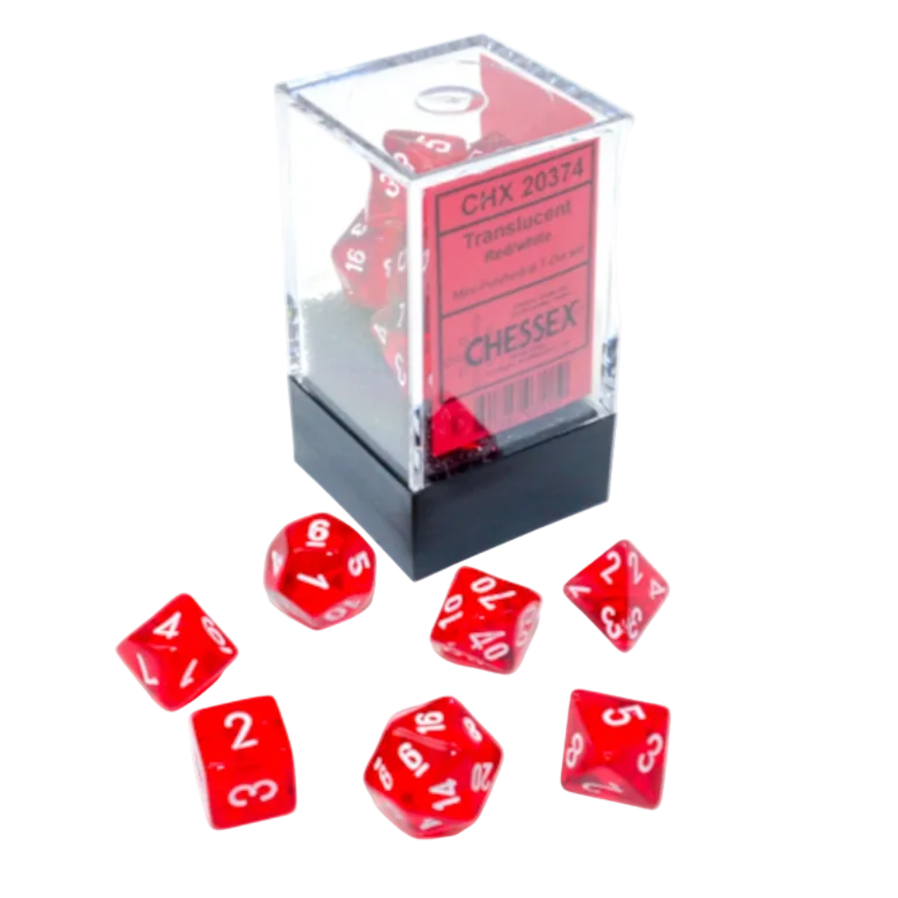 chessex mini translucent red white dice