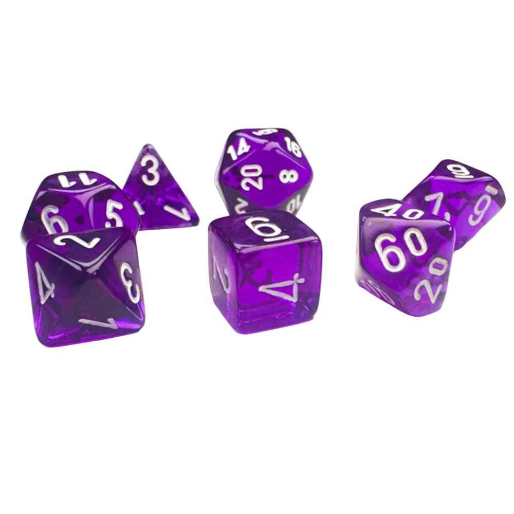 chessex mini translucent purple white