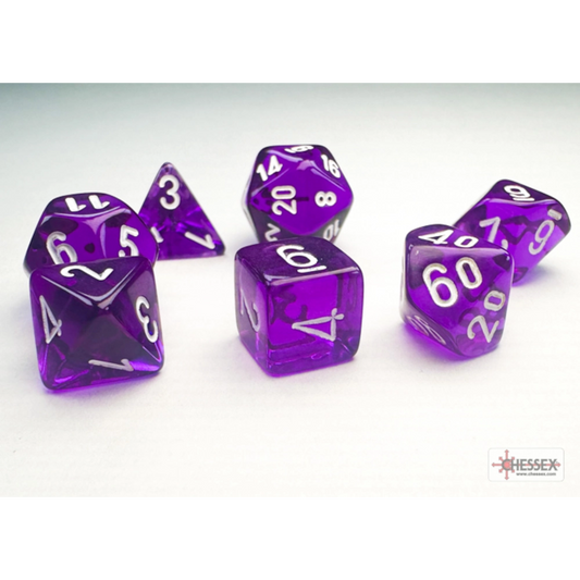 chessex mini translucent purple white