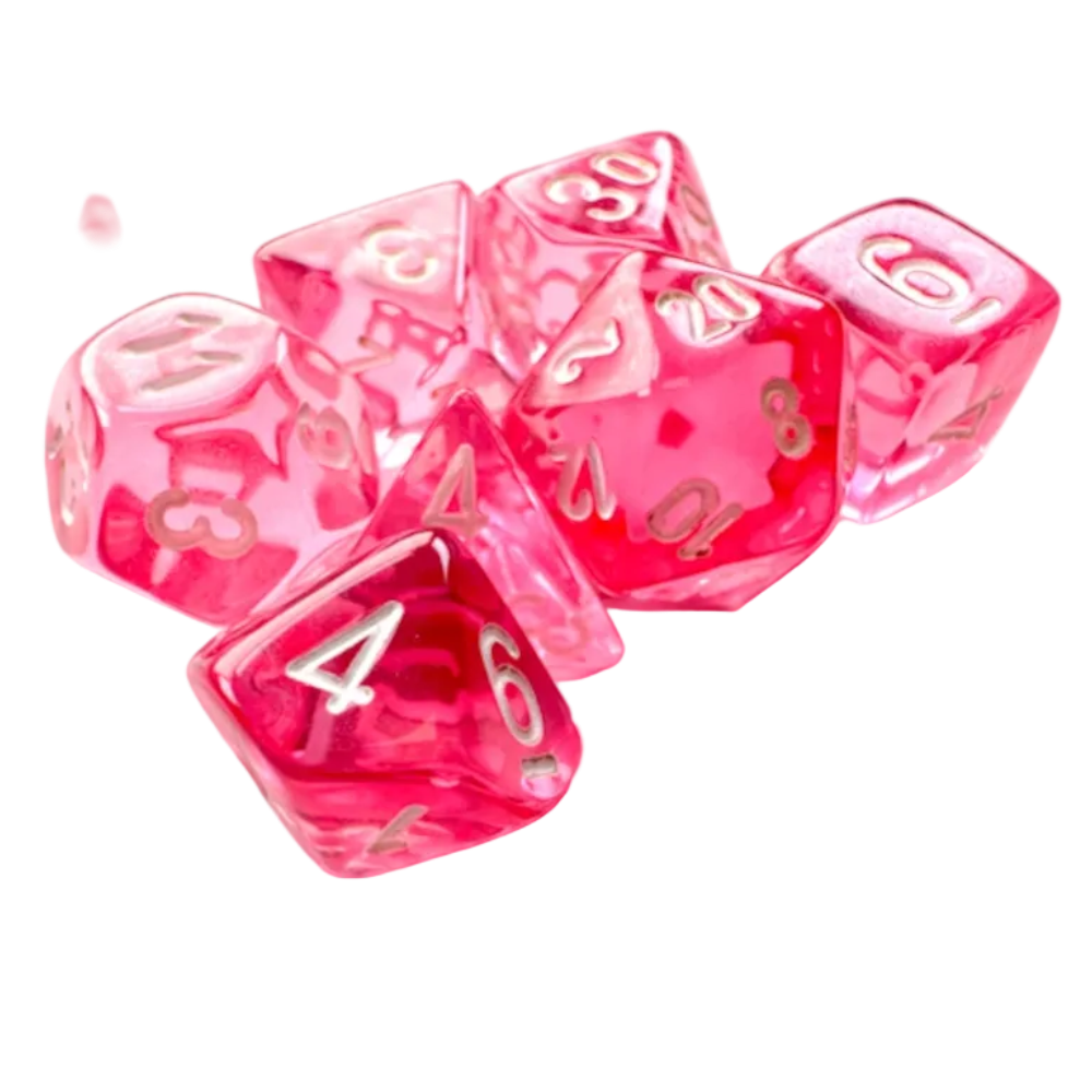 chessex mini translucent pink white dice