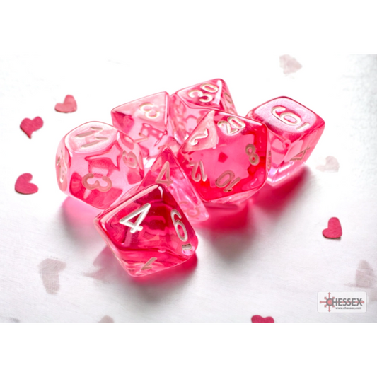 chessex mini translucent pink white