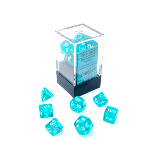 chessex mini translucent teal white