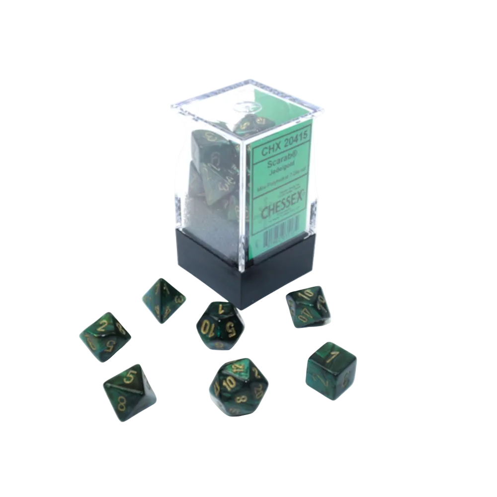 chessex mini scarab jade gold