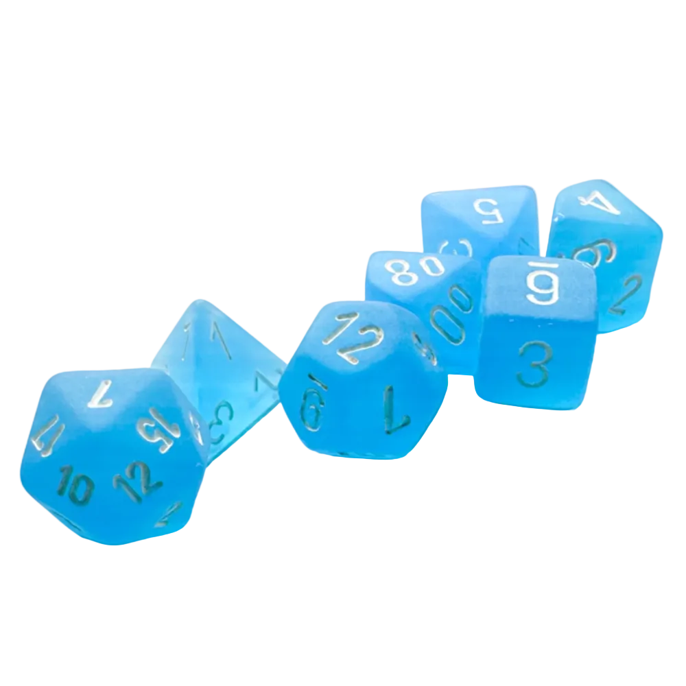 chessex mini frosted caribbean blue white