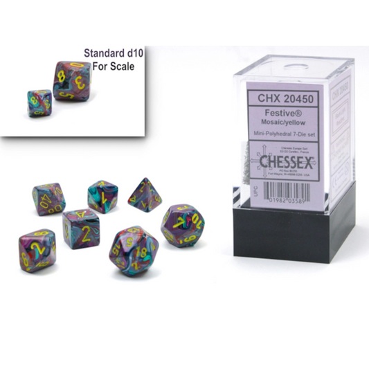 chessex mini festive mosaic yellow