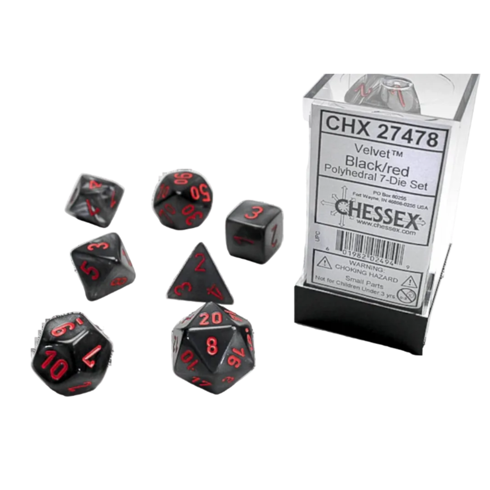 chessex dice velvet black red d20 