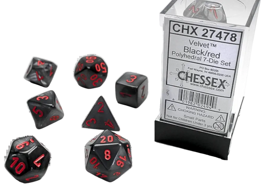 chessex dice velvet black red d20 