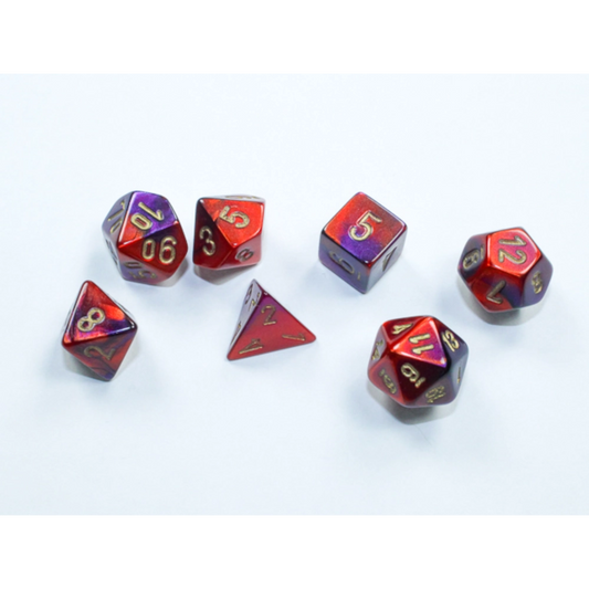 chessex mini gemini purple red gold