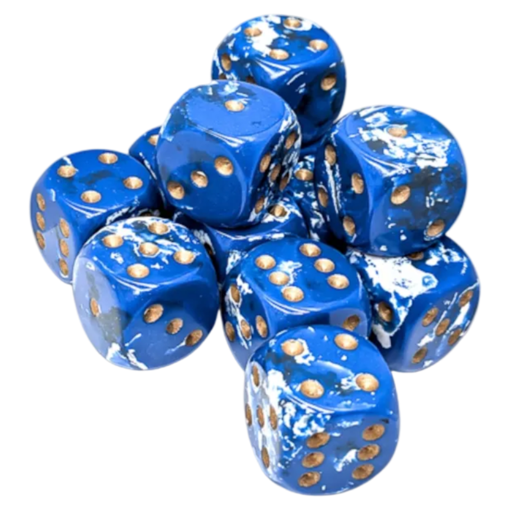 chessex brush wavebreak gold blue white dice