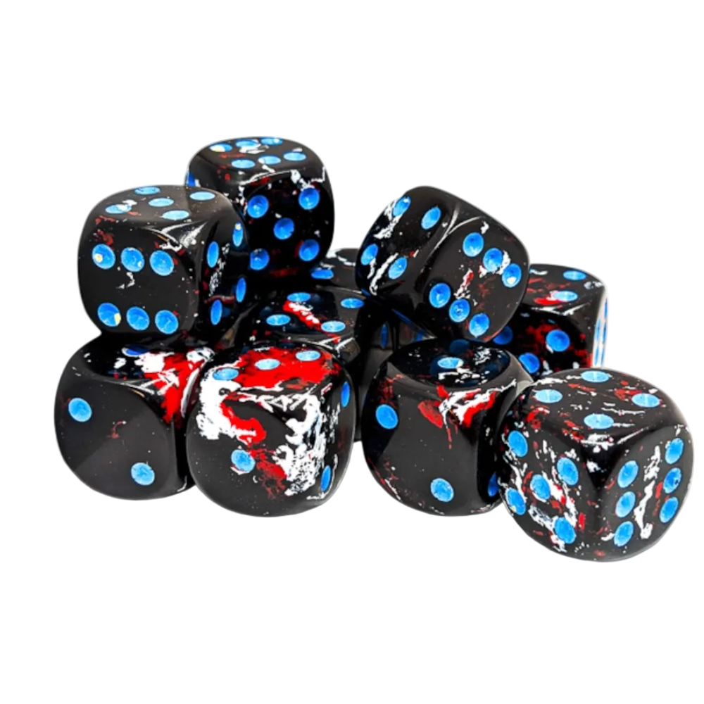 chessex brush dark side blue red white black dice