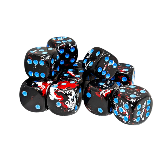chessex brush dark side blue red white black dice
