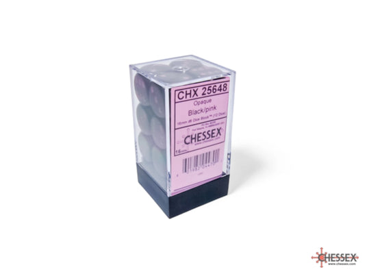 chessex opaque black pink dice block