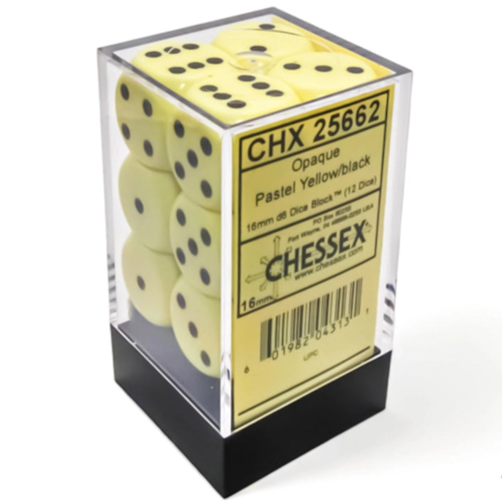 chessex opaque pastel yellow black dice