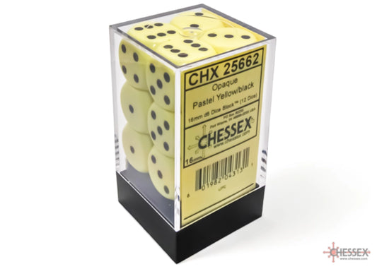 chessex opaque pastel yellow black dice