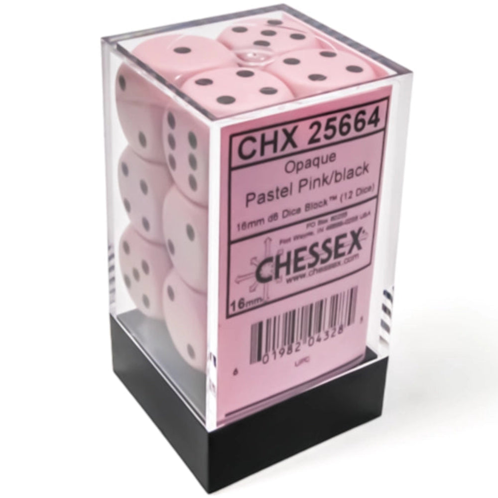 chessex opaque pastel pink black dice