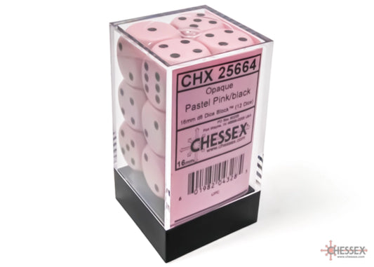 chessex opaque pastel pink black dice