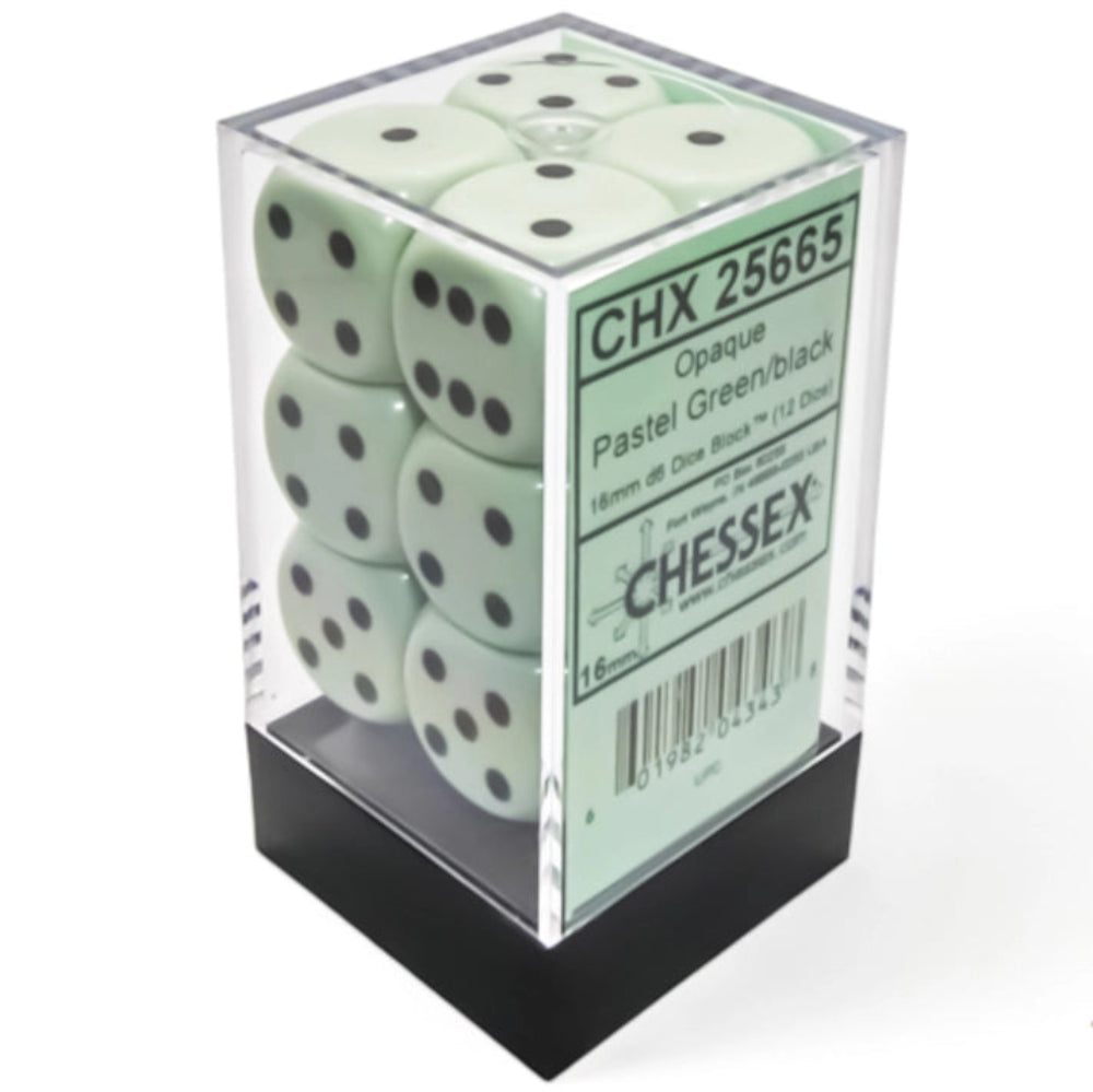 chessex opaque pastel green black dice