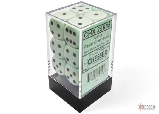 chessex opaque pastel green black dice