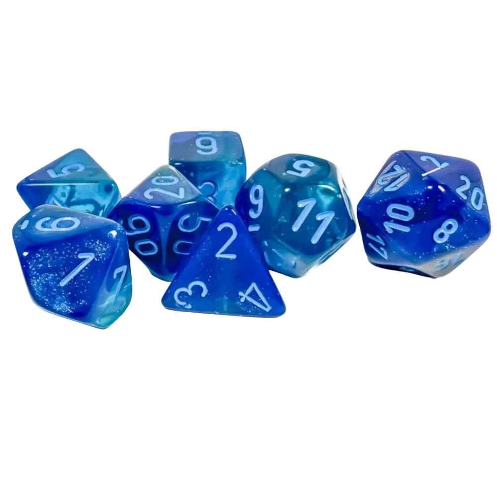 chessex gemini blue light polyhedral dice