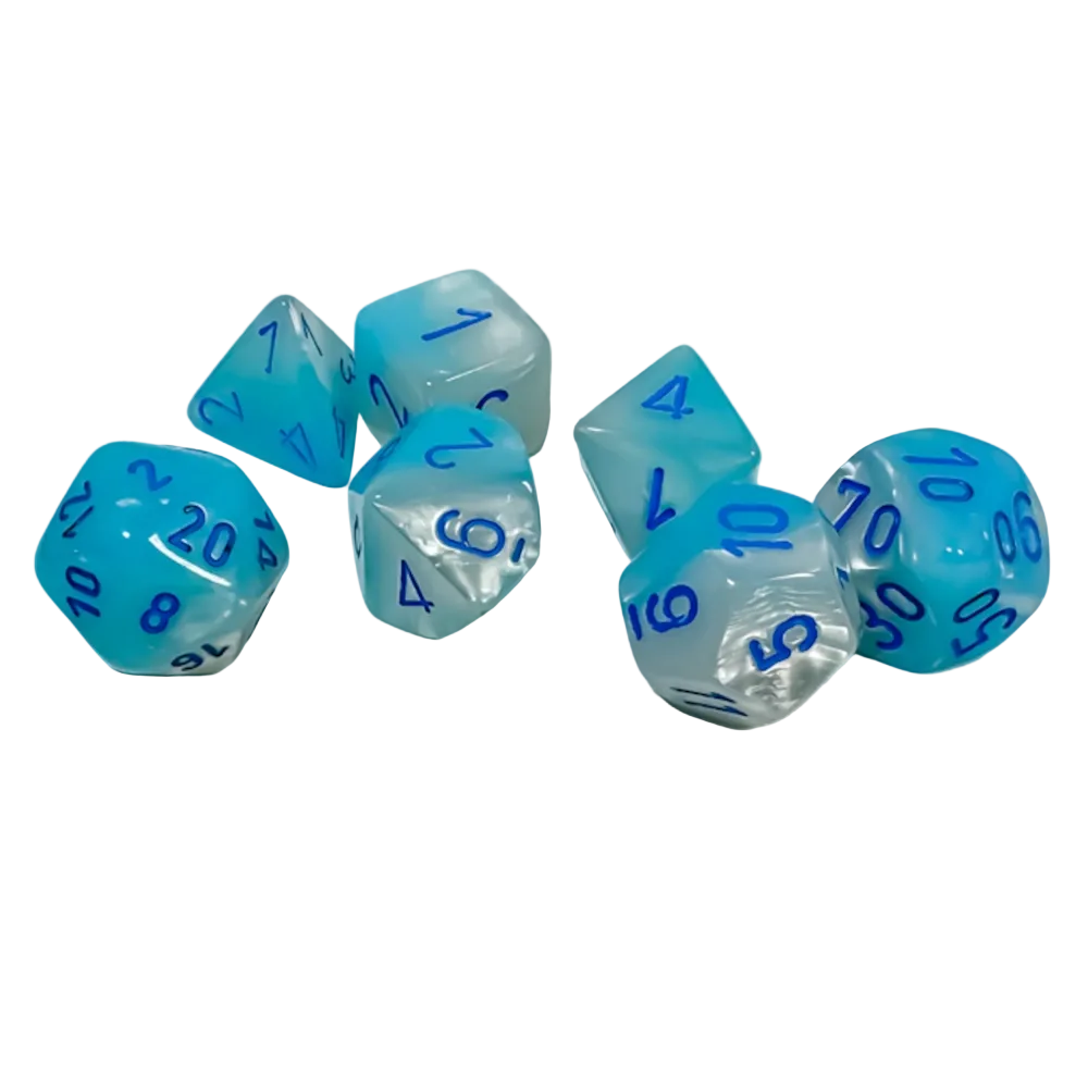 chessex gemini pearl turquoise white blue