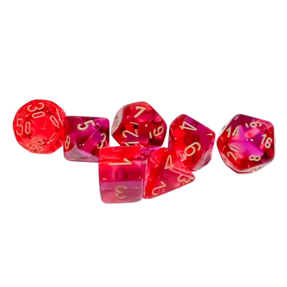 chessex gemini translucent red violet gold