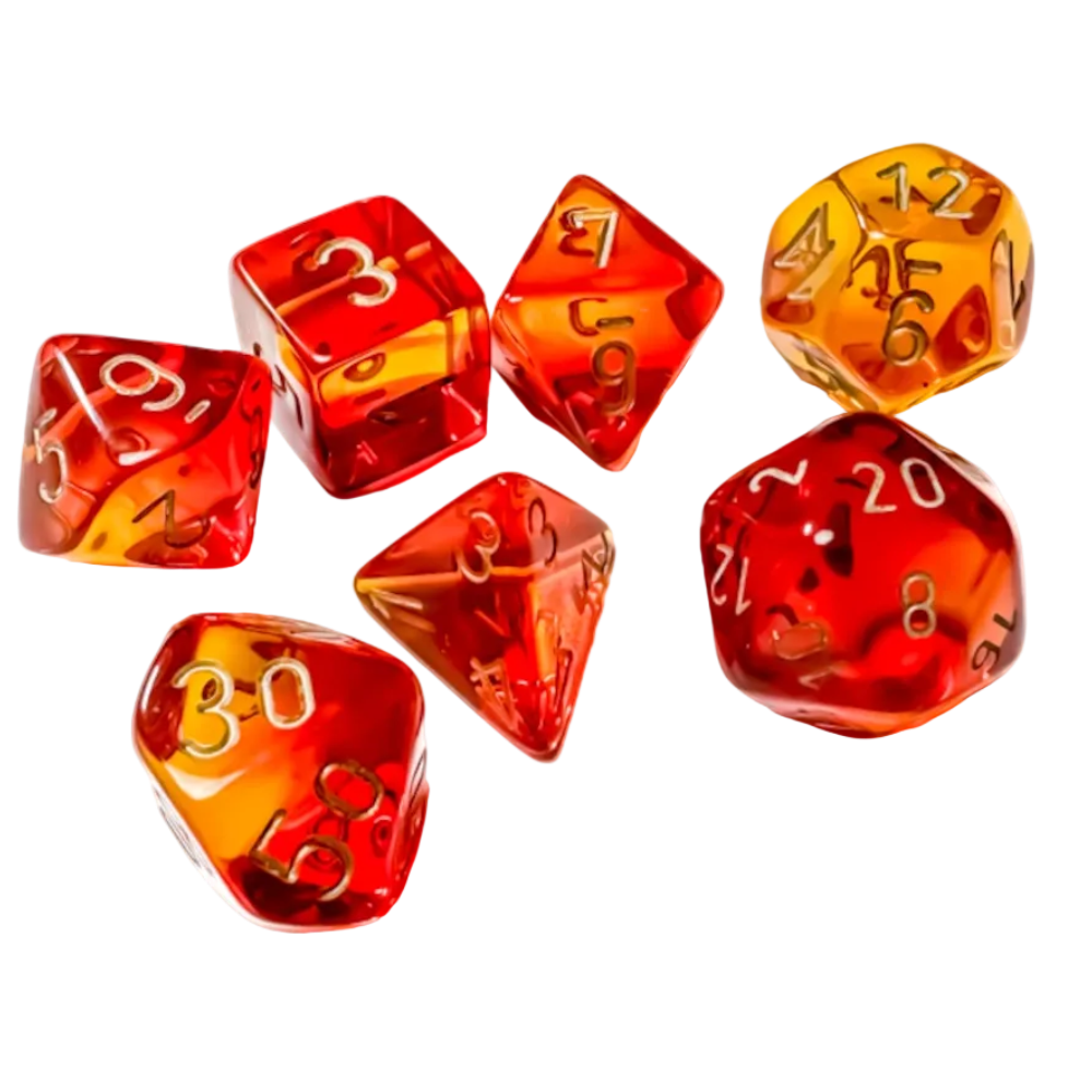 chessex gemini translucent red yelow gold
