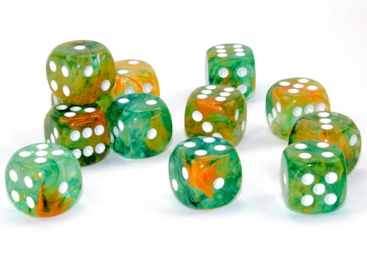 Chessex 16mm D6 Dice Block (12 Count) Nebula Spring/white