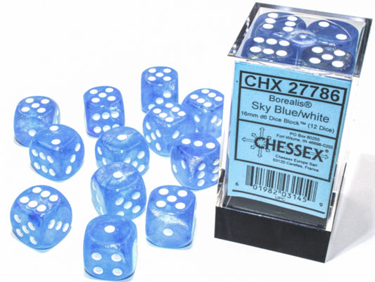 chessex borealis sky blue white dice