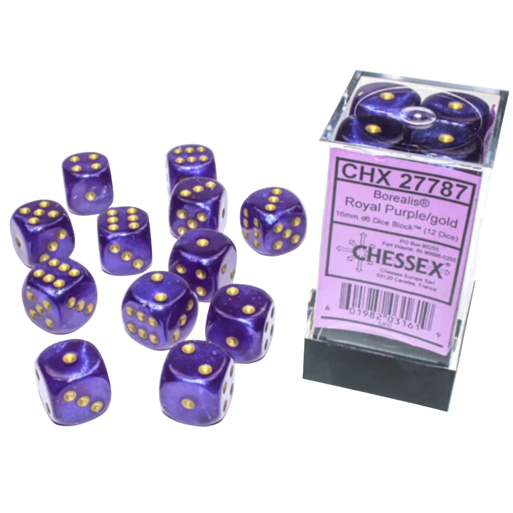 chessex borealis royal purple gold polyhedral dice