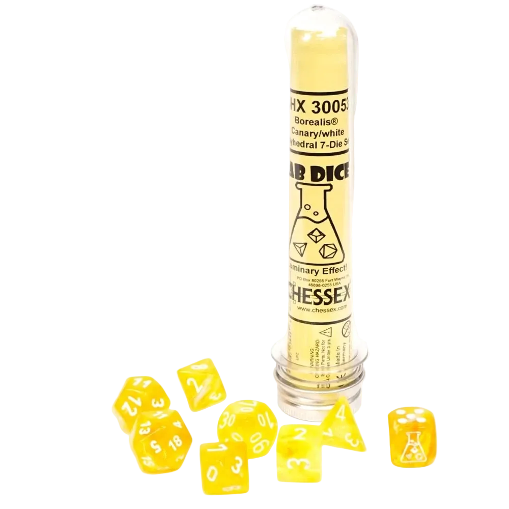 chessex canary white dice d20 lab 