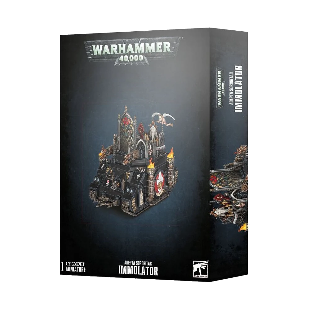 Warhammer 40,000 Immolator miniature box packaging on a white background