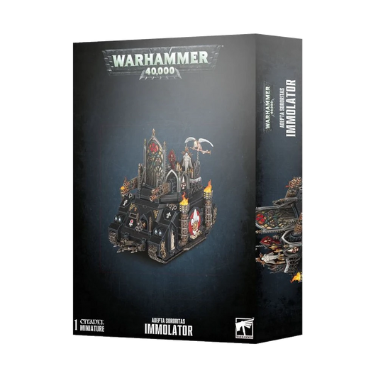Warhammer 40,000 Immolator miniature box packaging on a white background