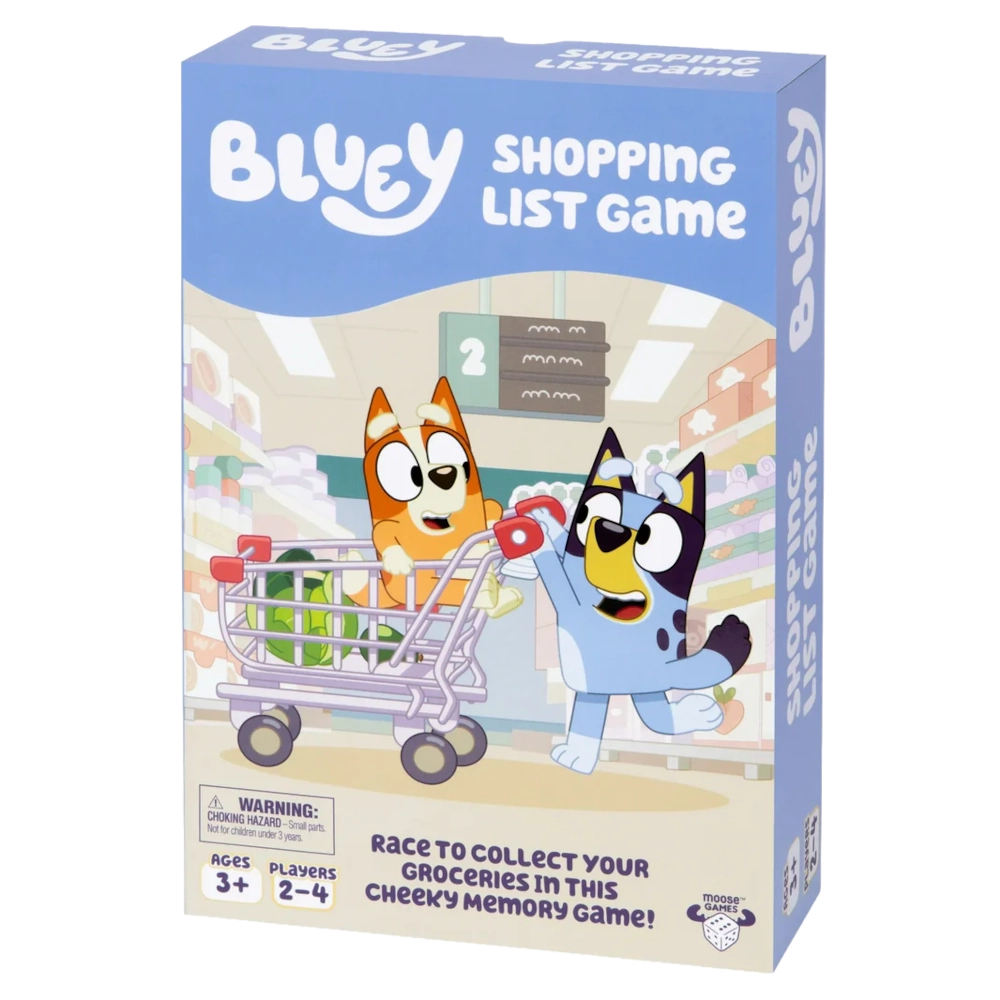 bluey shopping list game board card memory