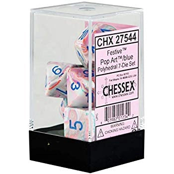 Chessex: Polyhedral 7-Die Set Festive Pop Art/Blue