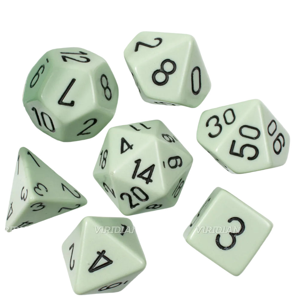 chessex opaque pastel green seven set dice set