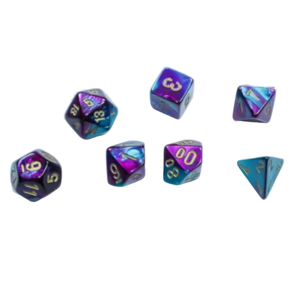 chessex purple teal gold dice