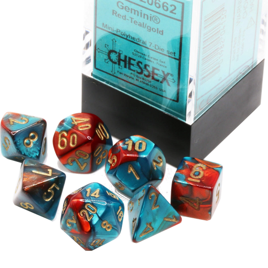 chessex red teal gold dice gemini