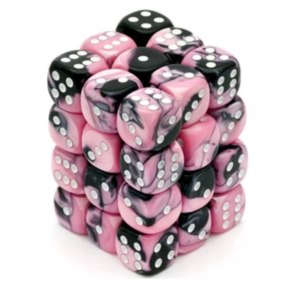 chessex dice block pink black white