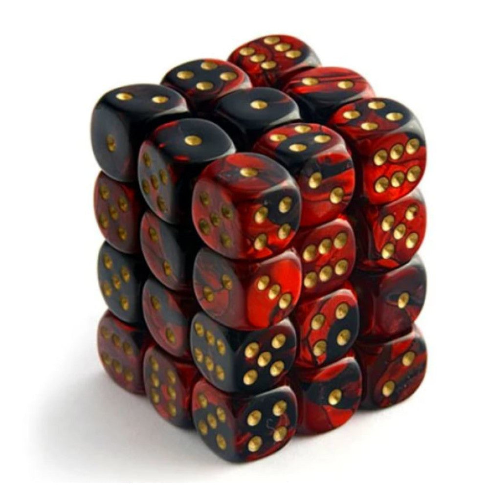 chessex dice block black red gold