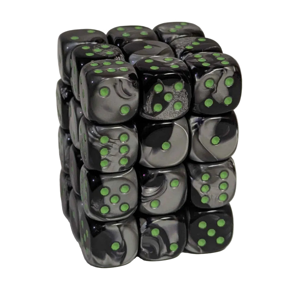 chessex dice block black silver green