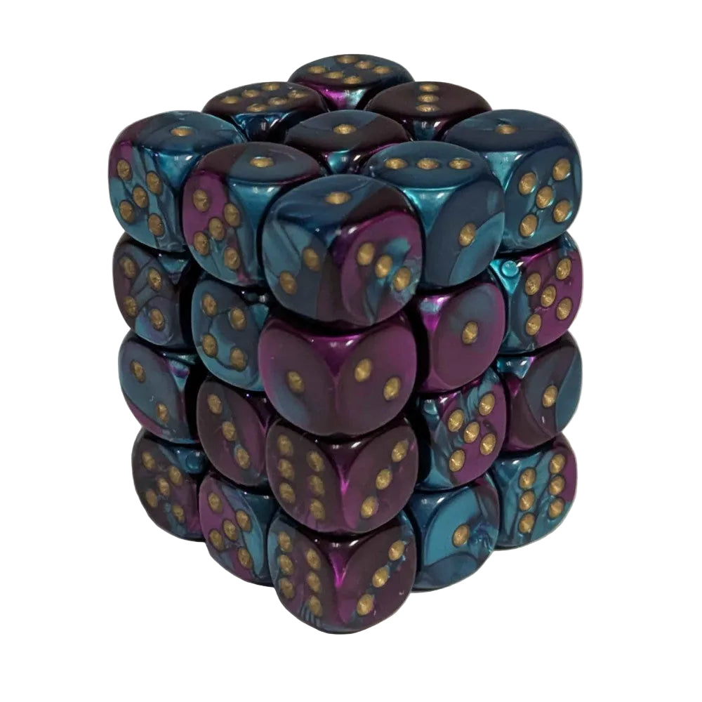 chessex dice block purple teal gold